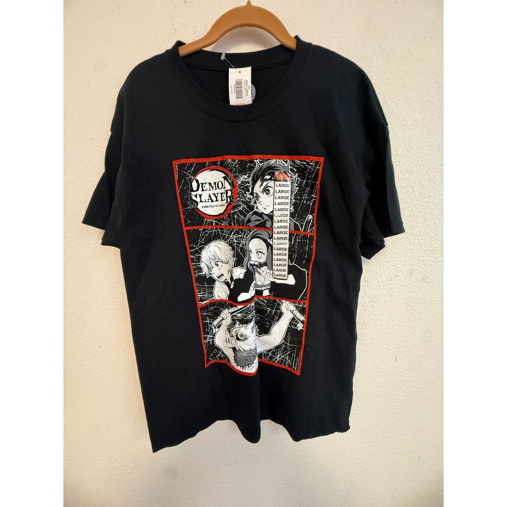 Demon Slayer Kimetsu No Yaiba Graphic T-Shirt Adult Large Black Anime Tee NWT